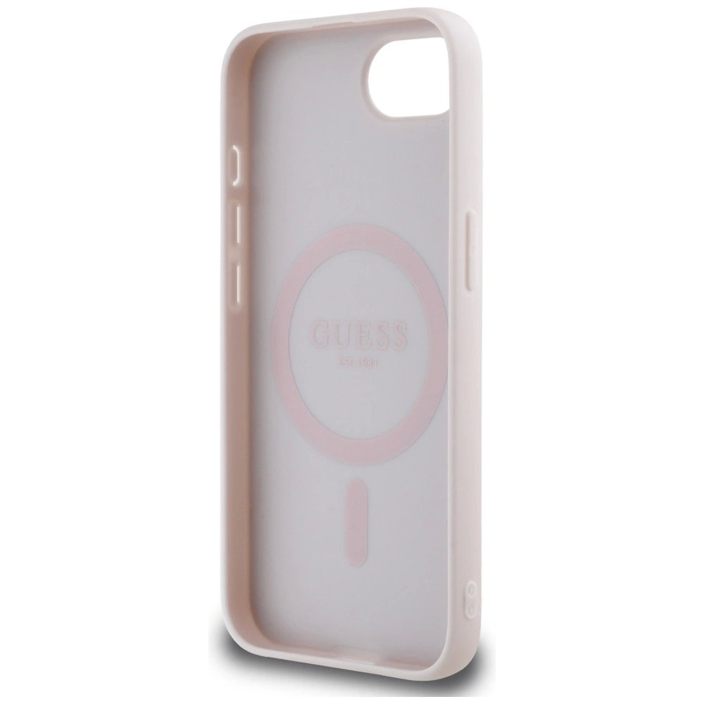 iPhone 16e – Guess Peony Script Logo MagSafe dėklas - Rudas 6