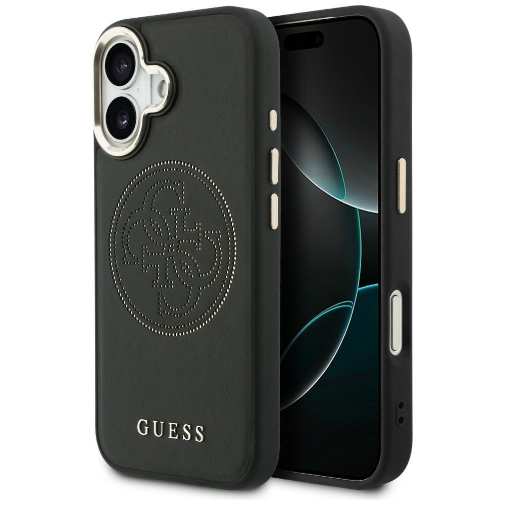 iPhone 17 Guess Perforated 4G MagSafe dėklas – juodas
