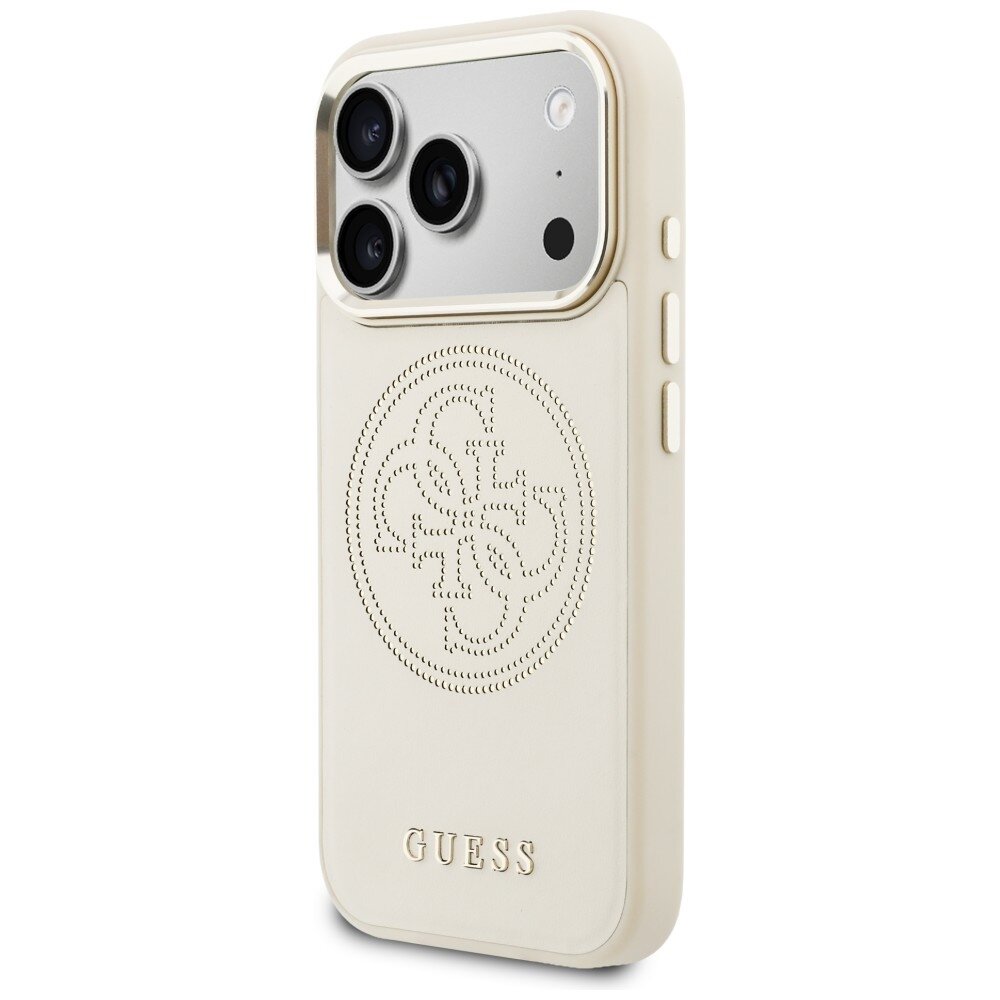 iPhone 17 Pro Guess Perforated 4G MagSafe dėklas – smėlio spalvos 1 iPhone 17 Pro Guess Perforated 4G MagSafe dėklas – smėlio spalvos 1
