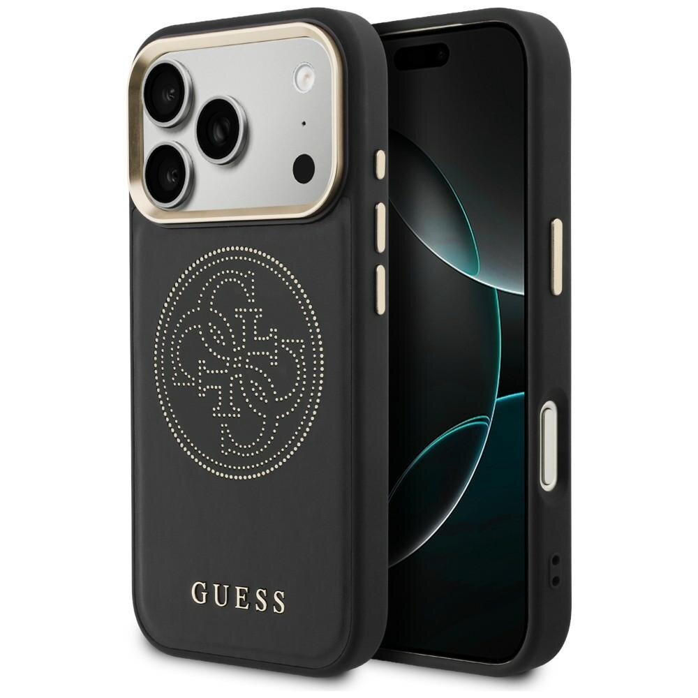 iPhone 17 Pro Guess Perforated 4G MagSafe dėklas – juodas iPhone 17 Pro Guess Perforated 4G MagSafe dėklas – juodas