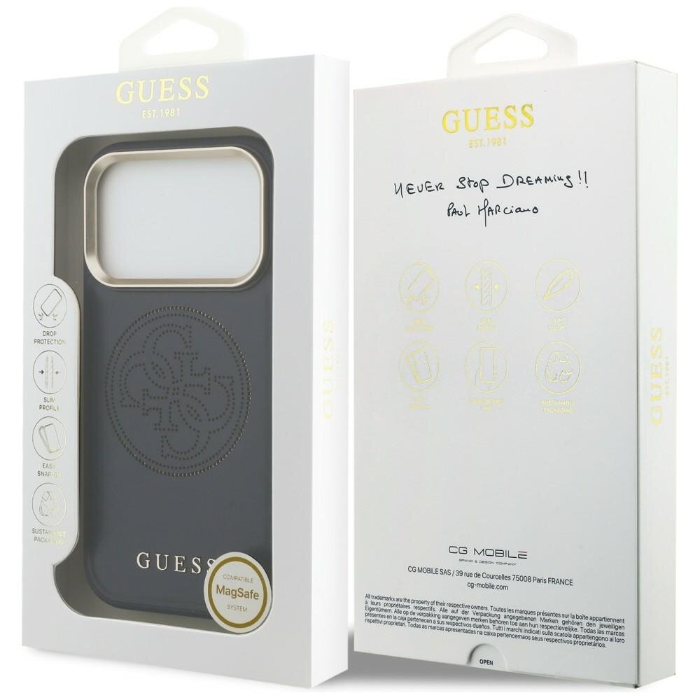 iPhone 17 Pro Guess Perforated 4G MagSafe dėklas – mėlynas 7 iPhone 17 Pro Guess Perforated 4G MagSafe dėklas – mėlynas 7