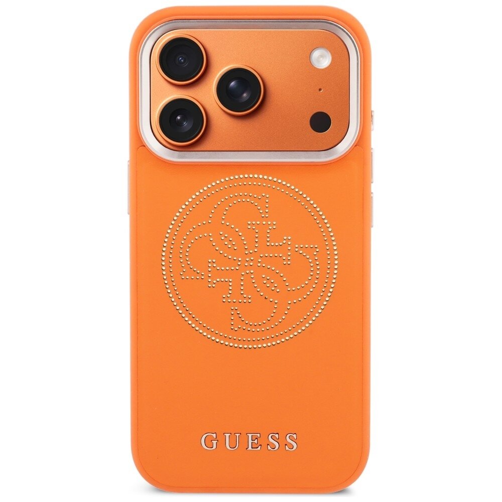 iPhone 17 Pro Max Guess Perforated 4G MagSafe dėklas – oranžinis 2 iPhone 17 Pro Max Guess Perforated 4G MagSafe dėklas – oranžinis 2