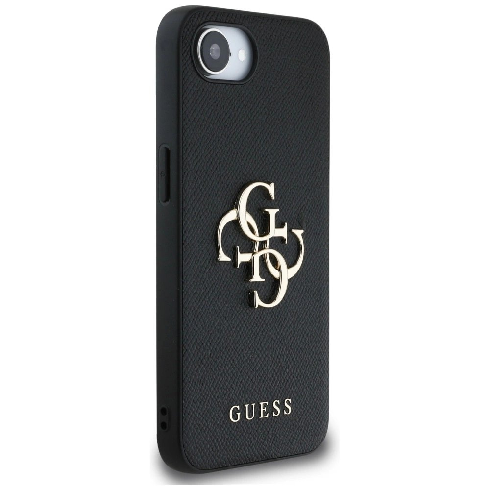 Guess PU Grained 4G Metal Logo Dėklas skirtas iPhone 16e - Juodas 3 Guess PU Grained 4G Metal Logo Dėklas skirtas iPhone 16e - Juodas 3