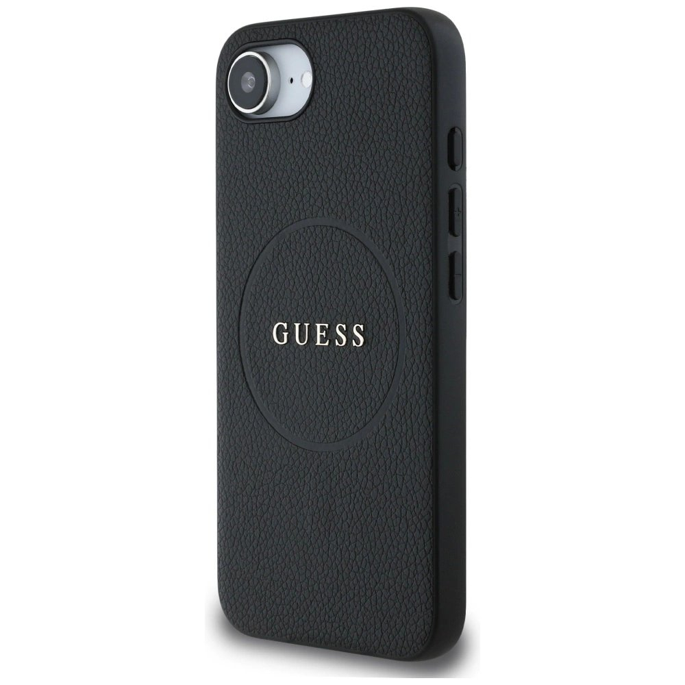 Guess PU Grained Classic Logo Dėklas with MagSafe skirtas iPhone 16e - Juodas 1