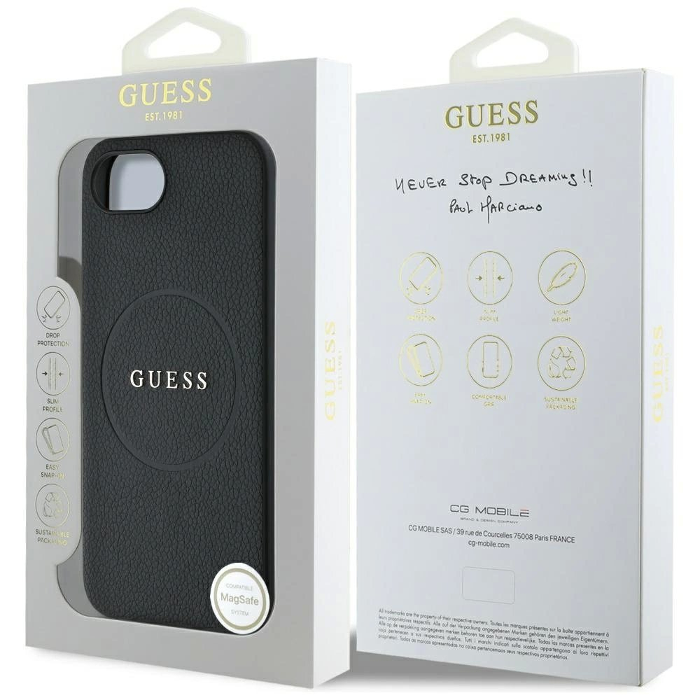 Guess PU Grained Classic Logo Dėklas with MagSafe skirtas iPhone 16e - Juodas 7 Guess PU Grained Classic Logo Dėklas with MagSafe skirtas iPhone 16e - Juodas 7