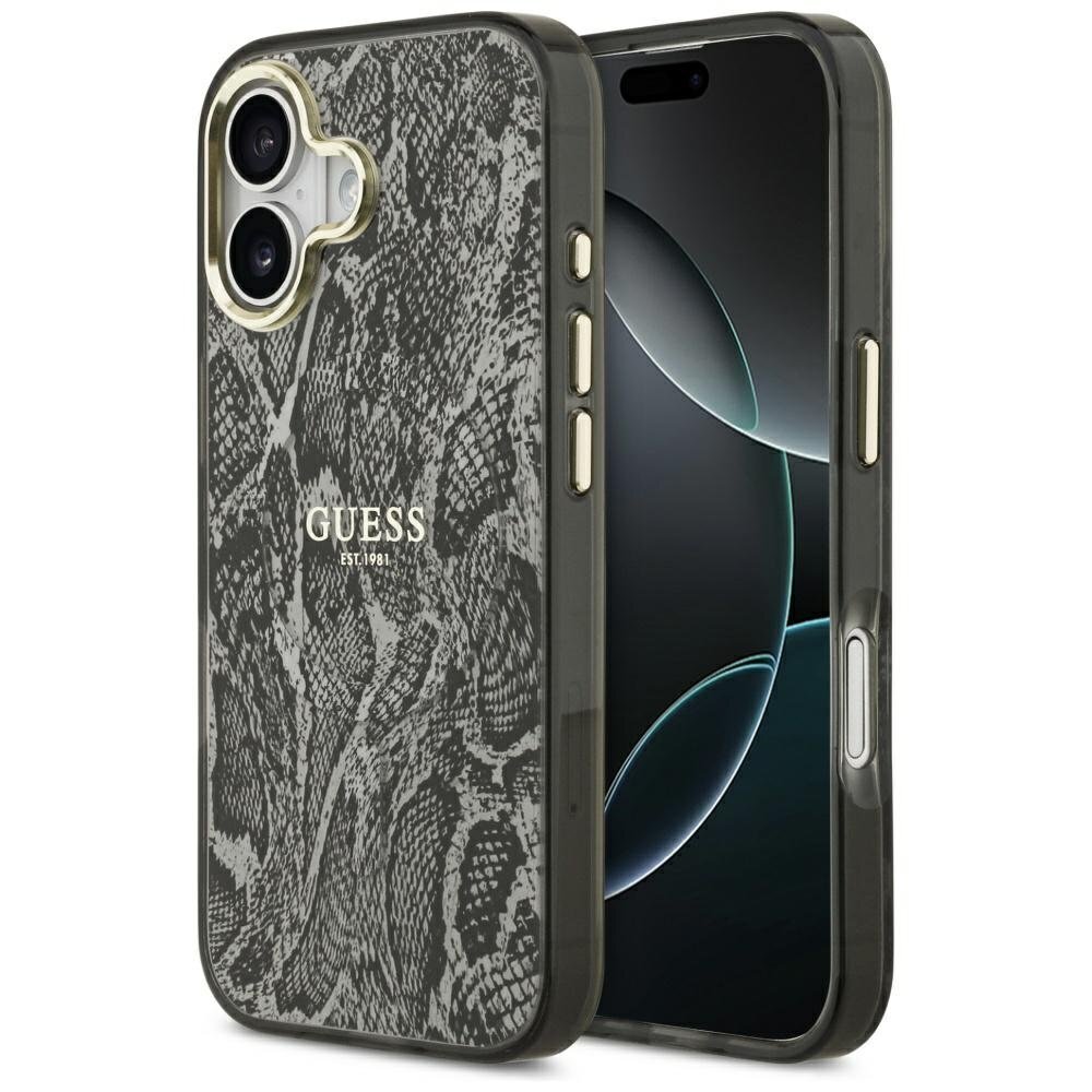 iPhone 17 Guess Python Pattern MagSafe dėklas – juodas iPhone 17 Guess Python Pattern MagSafe dėklas – juodas