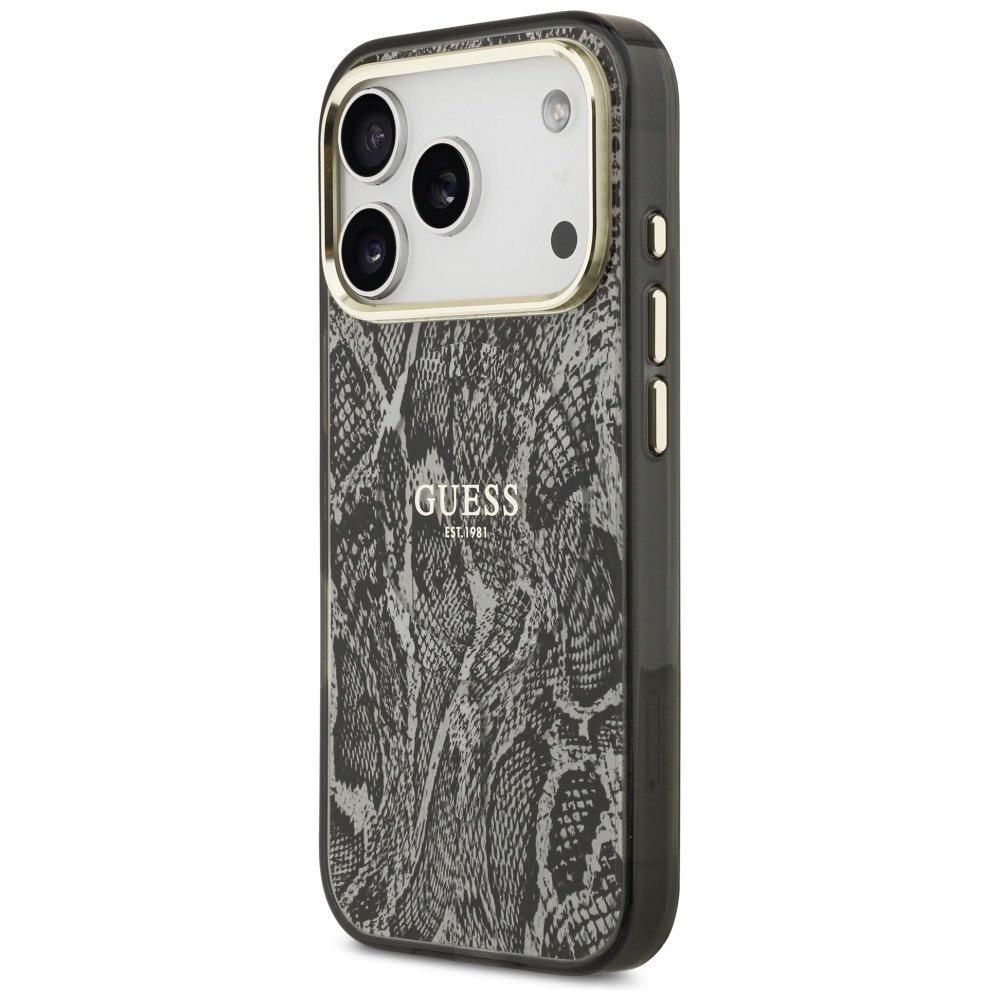 iPhone 17 Pro Guess Python Pattern MagSafe dėklas – juodas 1 iPhone 17 Pro Guess Python Pattern MagSafe dėklas – juodas 1