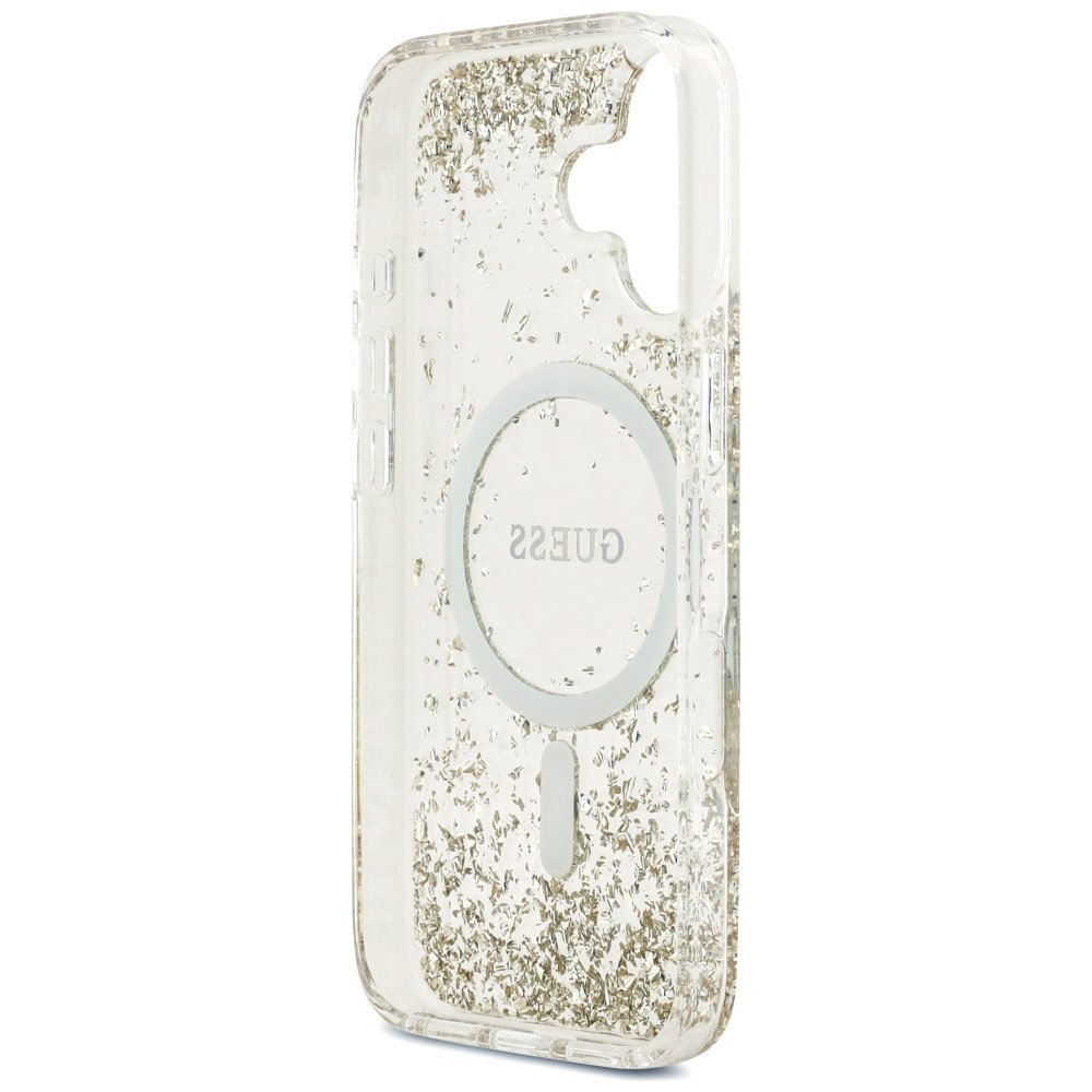 iPhone 17 dėklas Guess Resin Bottom Glitter MagSafe – auksinis 6