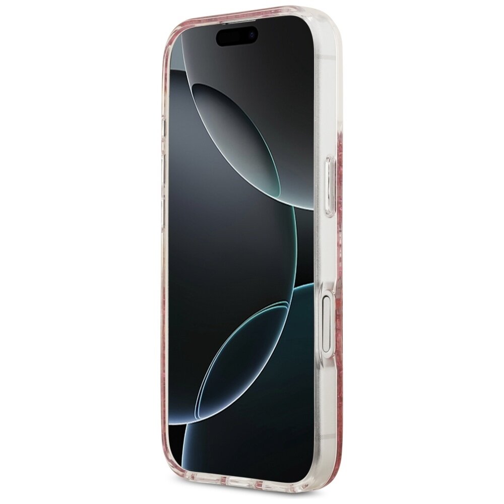 iPhone 17 Guess Resin Bottom Glitter MagSafe dėklas – rožinis 4 iPhone 17 Guess Resin Bottom Glitter MagSafe dėklas – rožinis 4