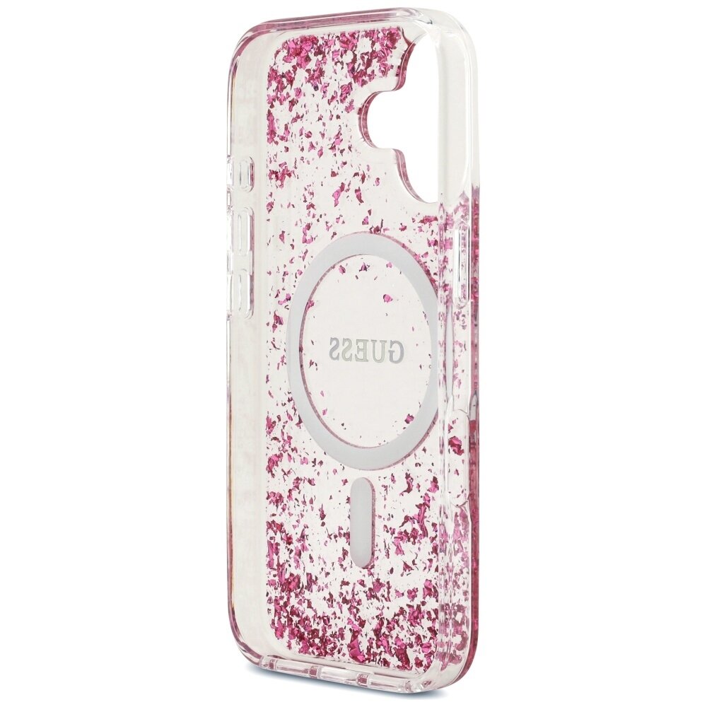 iPhone 17 Guess Resin Bottom Glitter MagSafe dėklas – rožinis 6
