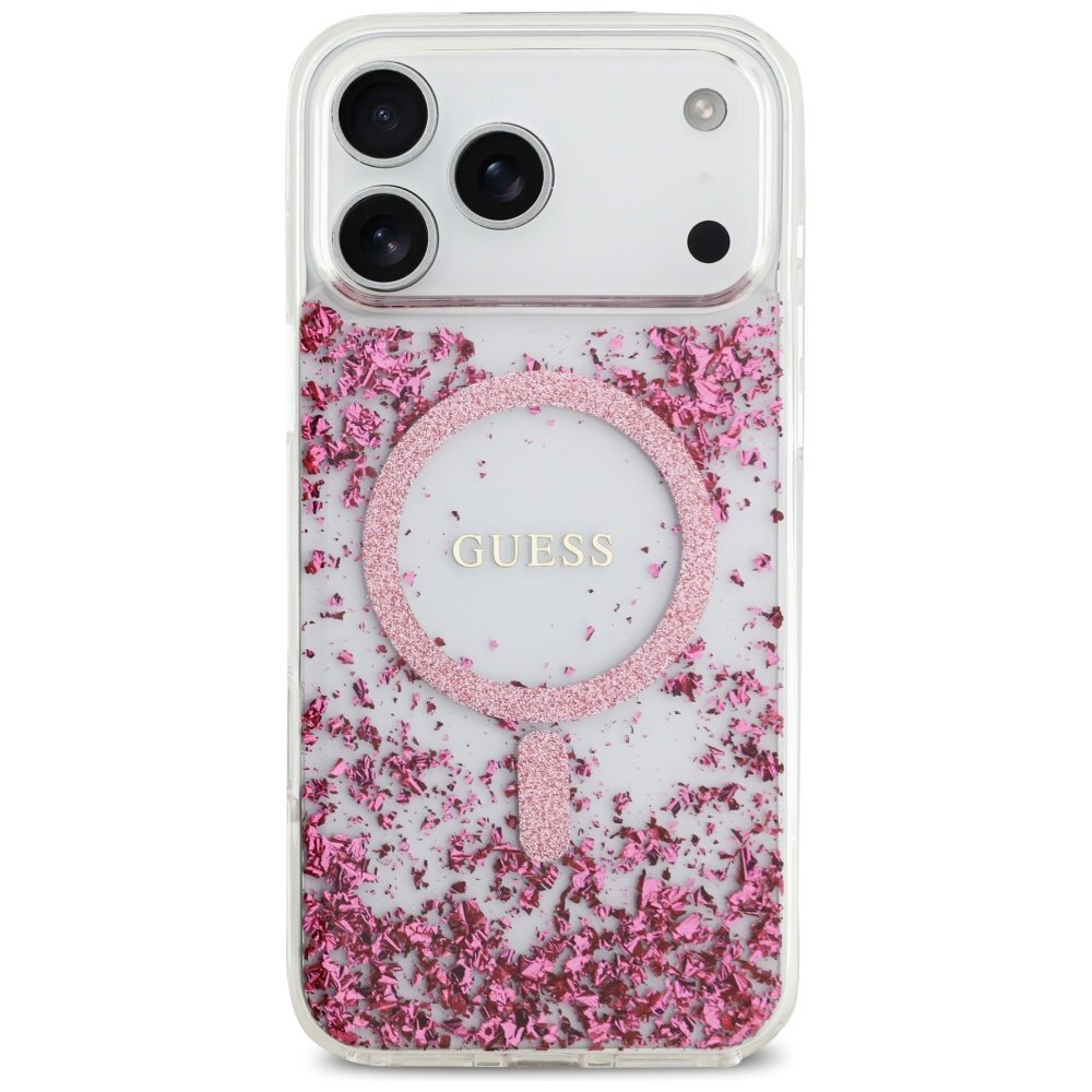 iPhone 17 Pro Max Guess Resin Bottom Glitter MagSafe dėklas – rožinis 2 iPhone 17 Pro Max Guess Resin Bottom Glitter MagSafe dėklas – rožinis 2