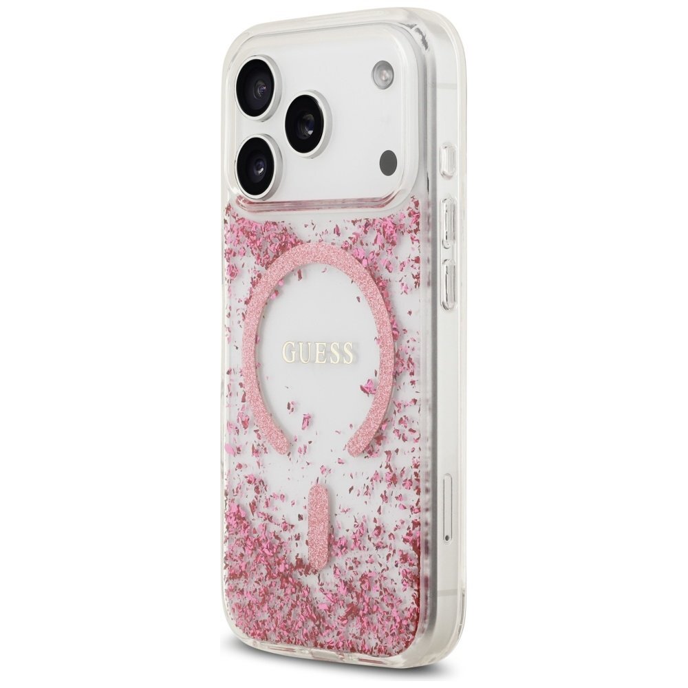 iPhone 17 Pro Guess Resin Bottom Glitter MagSafe dėklas – rožinis 1 iPhone 17 Pro Guess Resin Bottom Glitter MagSafe dėklas – rožinis 1