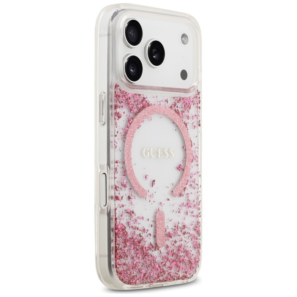 iPhone 17 Pro Guess Resin Bottom Glitter MagSafe dėklas – rožinis 3 iPhone 17 Pro Guess Resin Bottom Glitter MagSafe dėklas – rožinis 3