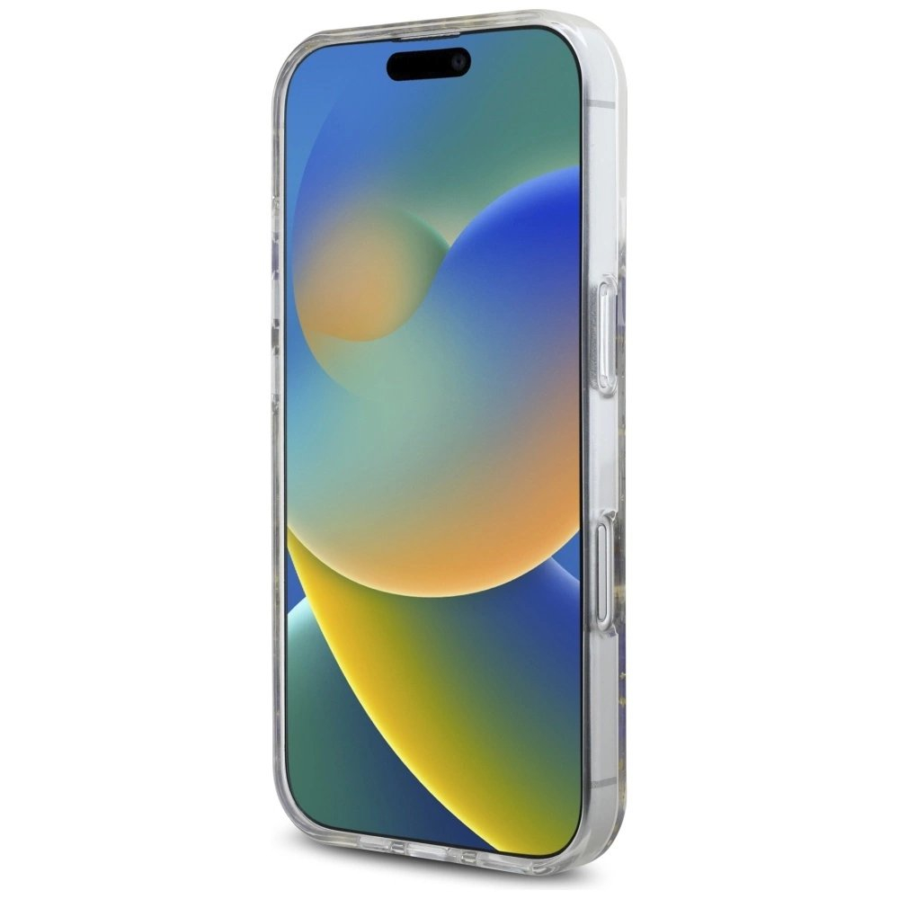 iPhone 16 – Guess Resin Flowers Glitter MagSafe dėklas - Violetinis 4