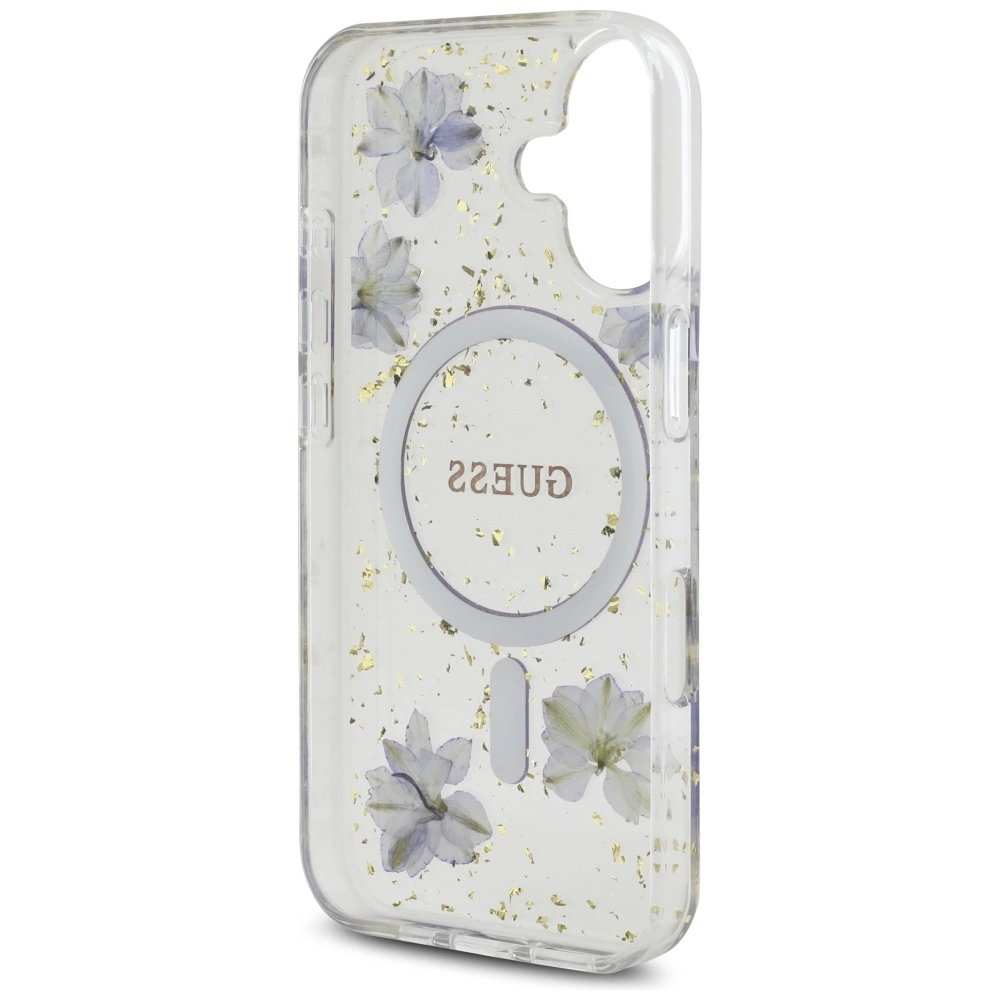 iPhone 16 – Guess Resin Flowers Glitter MagSafe dėklas - Violetinis 6 iPhone 16 – Guess Resin Flowers Glitter MagSafe dėklas - Violetinis 6
