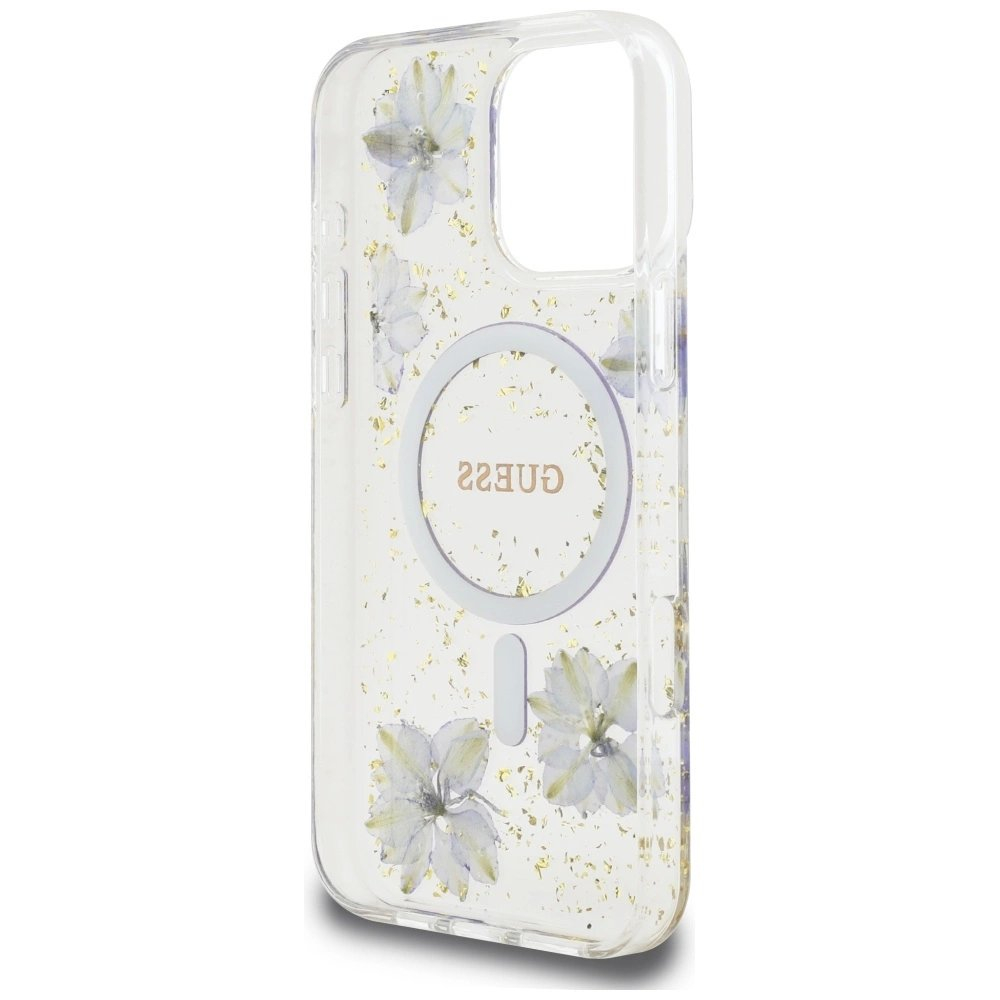 iPhone 16 Pro Max – Guess Resin Flowers MagSafe dėklas - Violetinis 6