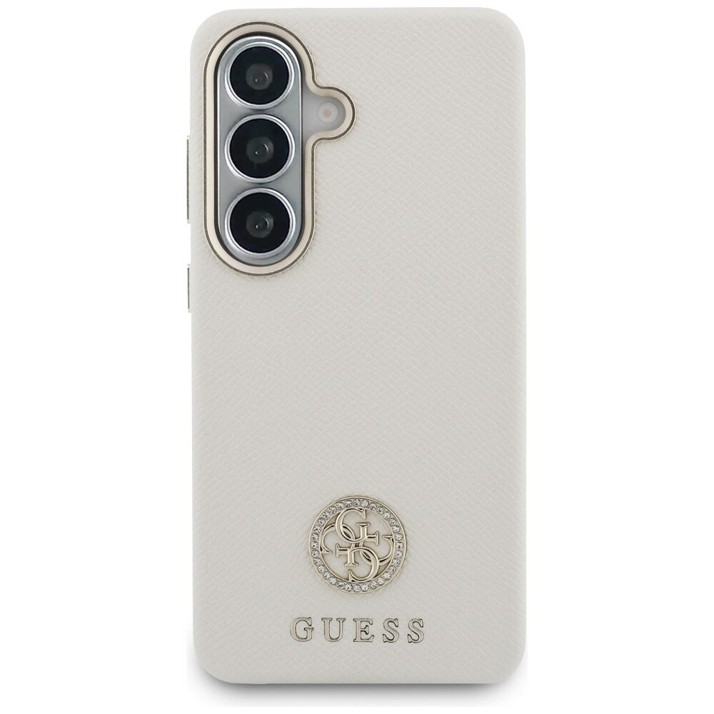 Samsung Galaxy S26 Guess Rhinestone Round Logo MagSafe dėklas – smėlio spalvos 2 Samsung Galaxy S26 Guess Rhinestone Round Logo MagSafe dėklas – smėlio spalvos 2