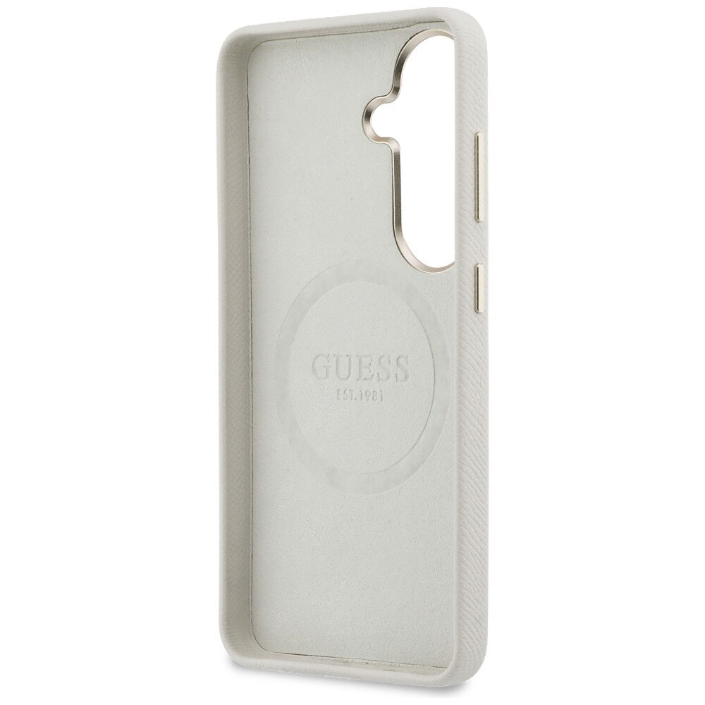 Samsung Galaxy S26 Guess Rhinestone Round Logo MagSafe dėklas – smėlio spalvos 6