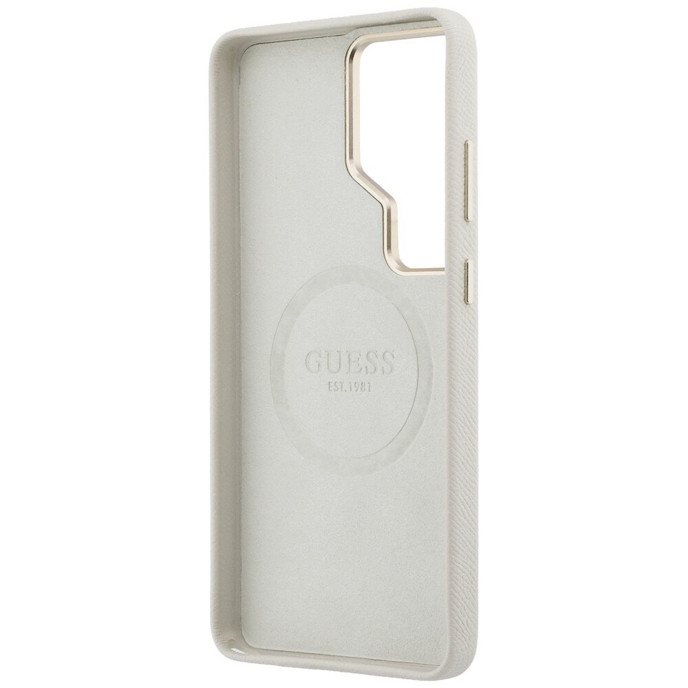 Samsung Galaxy S26 Ultra Guess Rhinestone Round Logo MagSafe dėklas – smėlio spalvos 6
