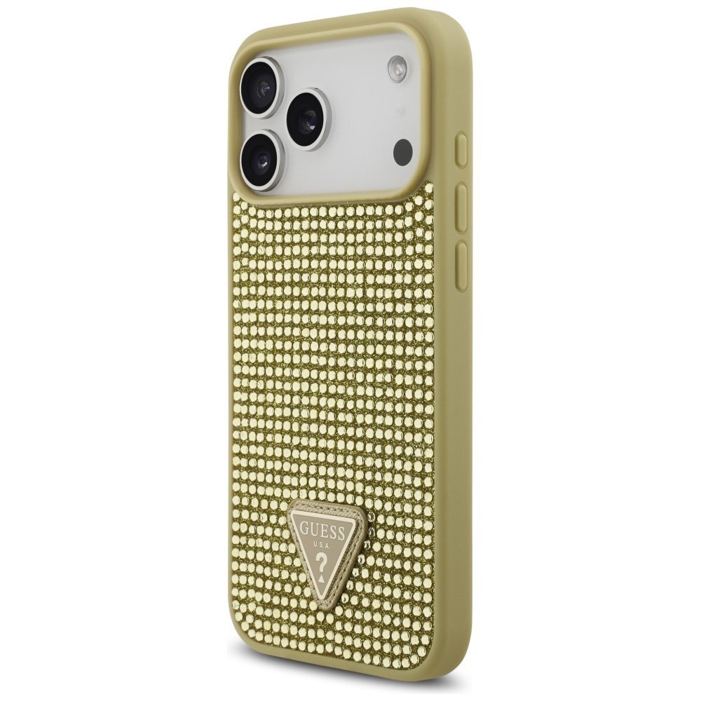 iPhone 17 Pro Max dėklas Guess Rhinestone Triangle Logo – auksinis 1 iPhone 17 Pro Max dėklas Guess Rhinestone Triangle Logo – auksinis 1