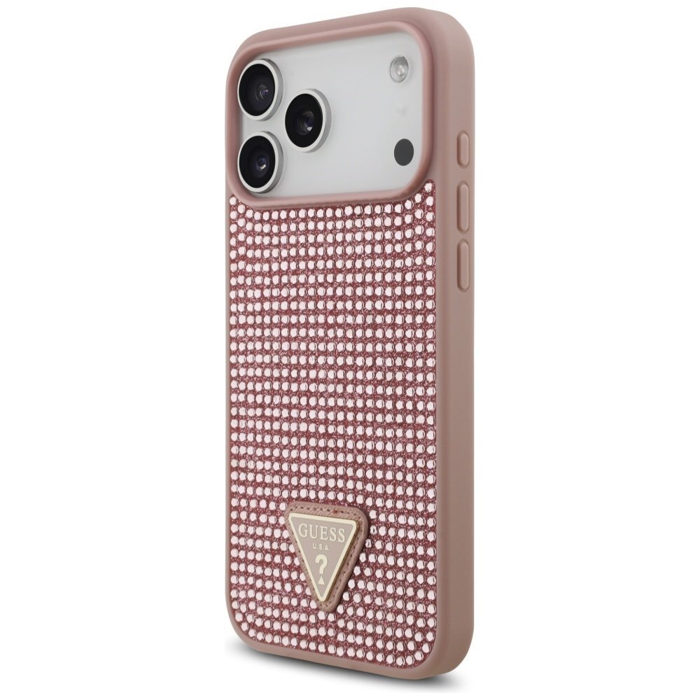 iPhone 17 Pro Max dėklas Guess Rhinestone Triangle Logo – rožinis 1 iPhone 17 Pro Max dėklas Guess Rhinestone Triangle Logo – rožinis 1