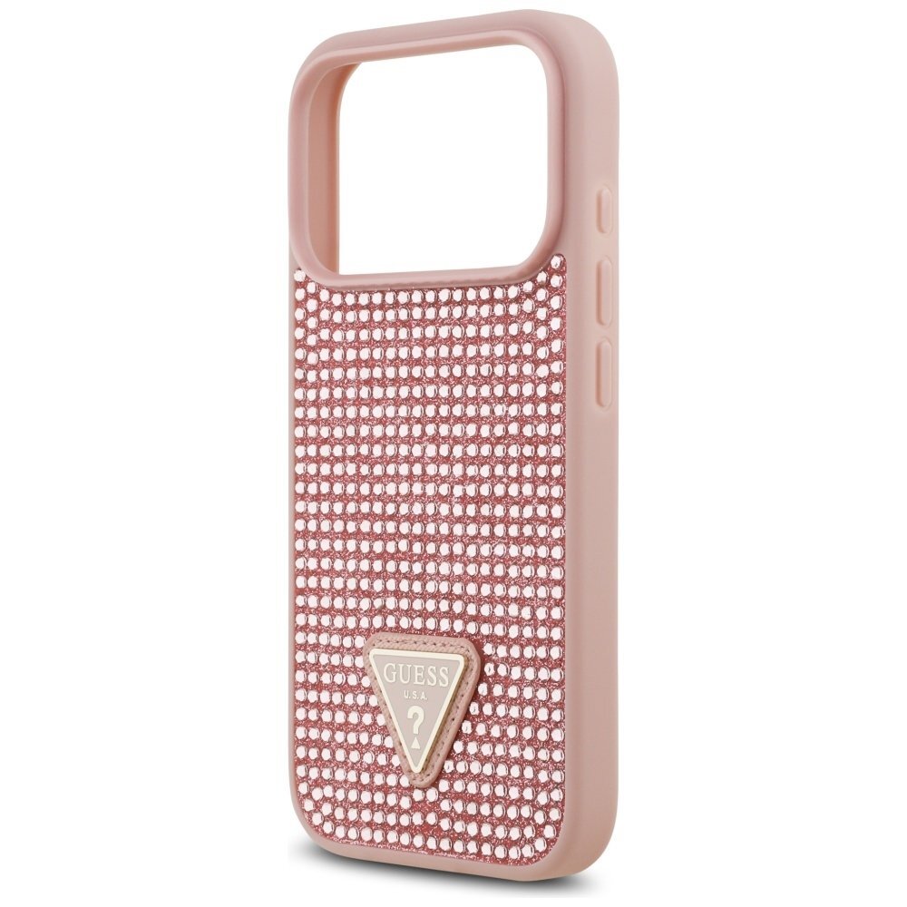 iPhone 17 Pro dėklas Guess Rhinestone Triangle Logo – rožinis 5