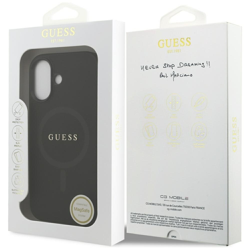 iPhone 17 Guess Saffiano Classic Logo MagSafe dėklas – juodas 7