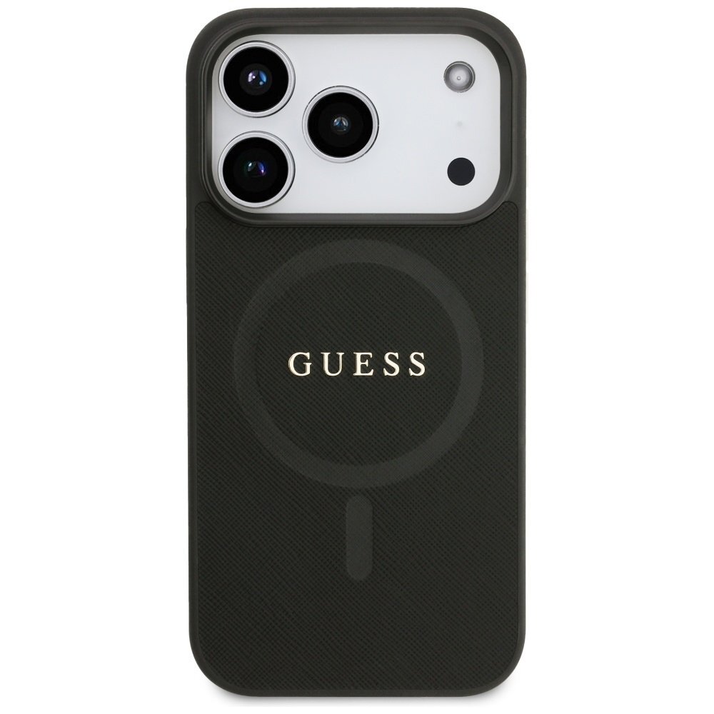 iPhone 17 Pro Guess Saffiano Classic Logo MagSafe dėklas – juodas 2