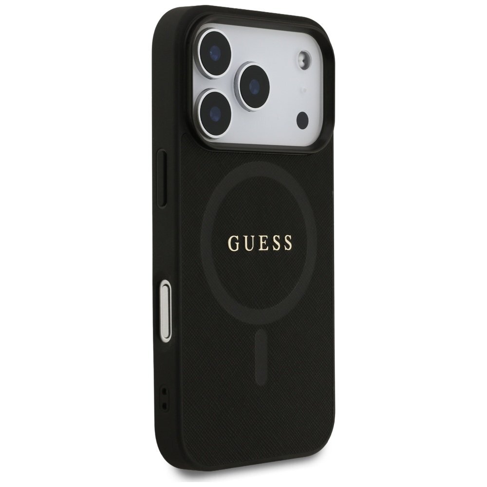 iPhone 17 Pro Guess Saffiano Classic Logo MagSafe dėklas – juodas 3