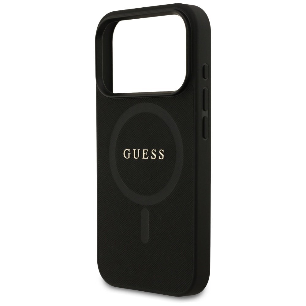iPhone 17 Pro Guess Saffiano Classic Logo MagSafe dėklas – juodas 5
