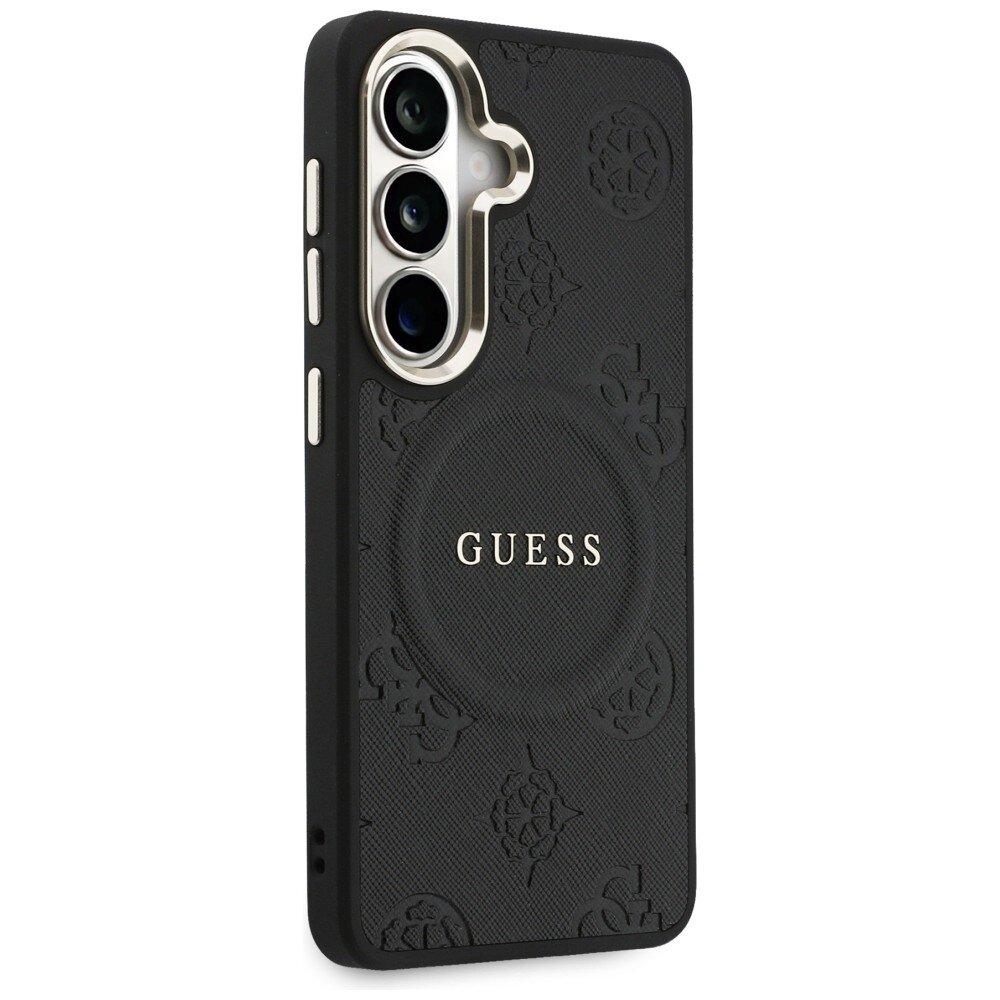 Samsung Galaxy S26 Guess Saffiano Peony Embossed Ring MagSafe dėklas – juodas 3