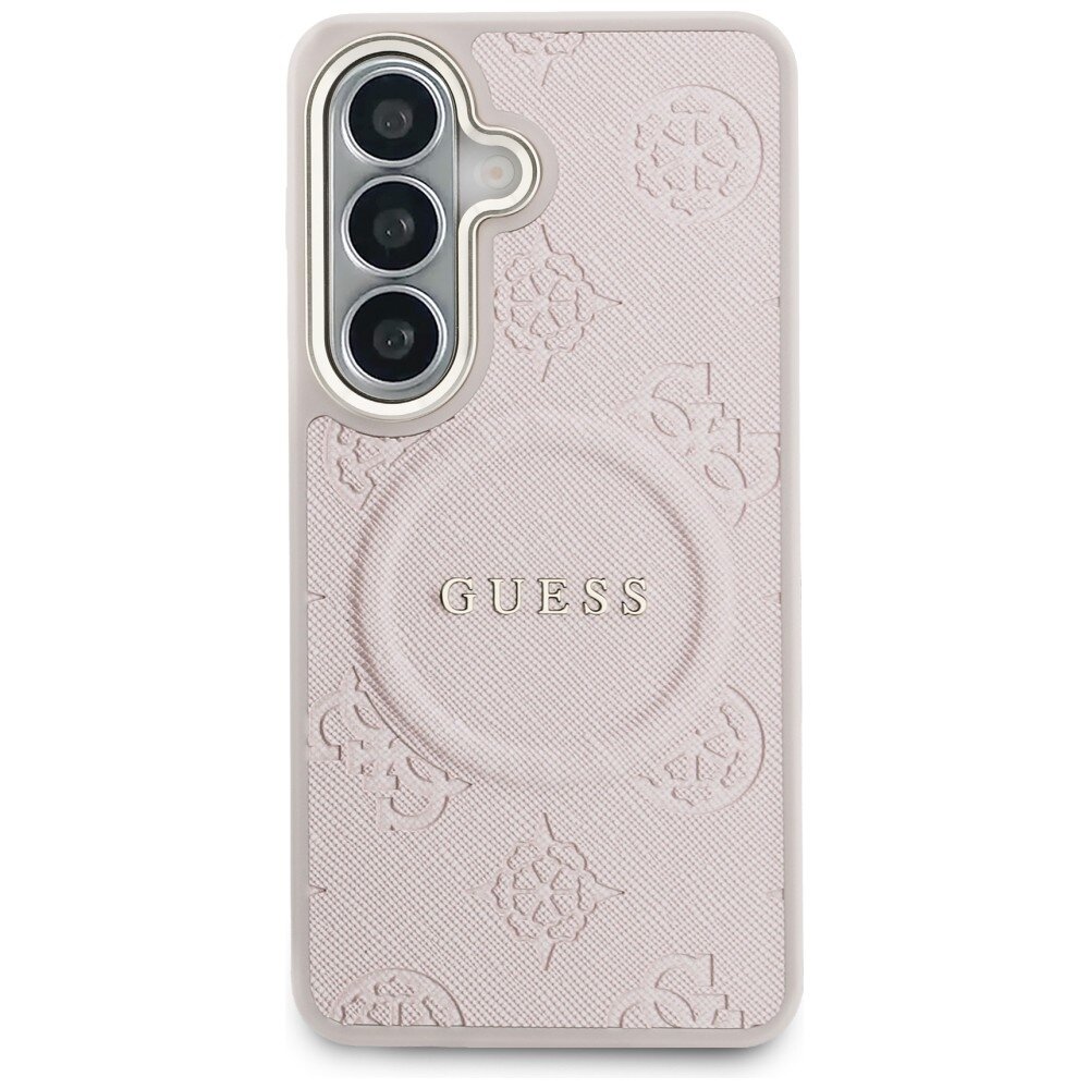Samsung Galaxy S26+ Guess Saffiano Peony Embossed Ring MagSafe dėklas – rožinis 2