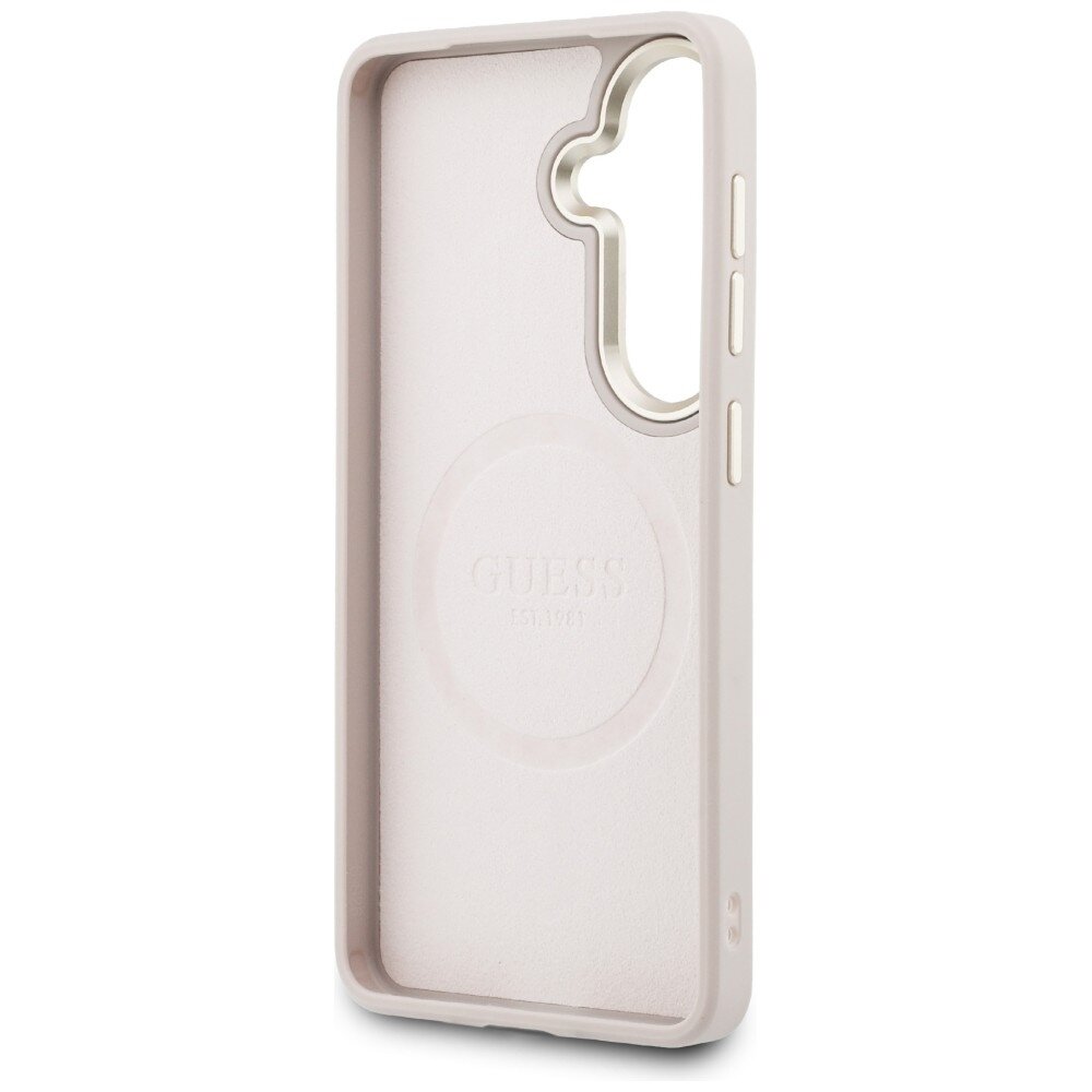 Samsung Galaxy S26+ Guess Saffiano Peony Embossed Ring MagSafe dėklas – rožinis 6