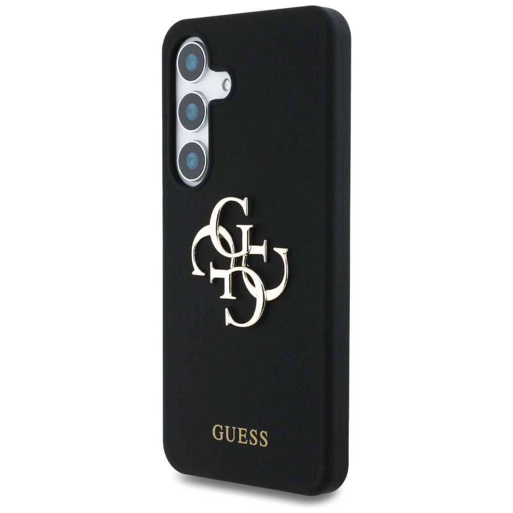 Guess Silikoninis Big 4G Logo Bottom Script Dėklas skirtas Samsung Galaxy S25 - Juodas 1