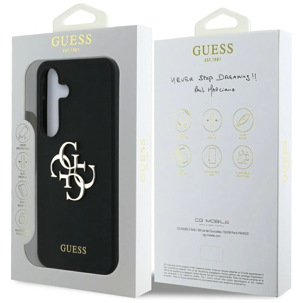 Guess Silikoninis Big 4G Logo Bottom Script Dėklas skirtas Samsung Galaxy S25 - Juodas 7