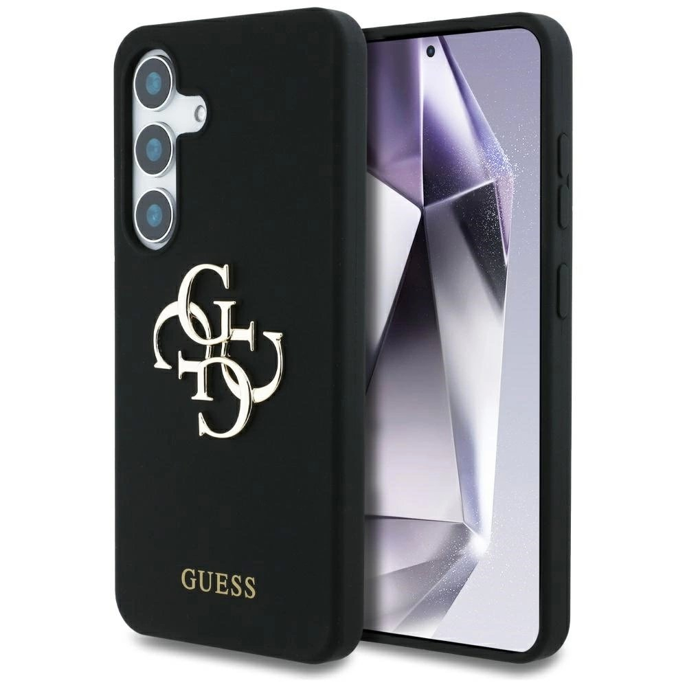 Guess Silikoninis Big 4G Logo Bottom Script Dėklas skirtas Samsung Galaxy S25 - Juodas
