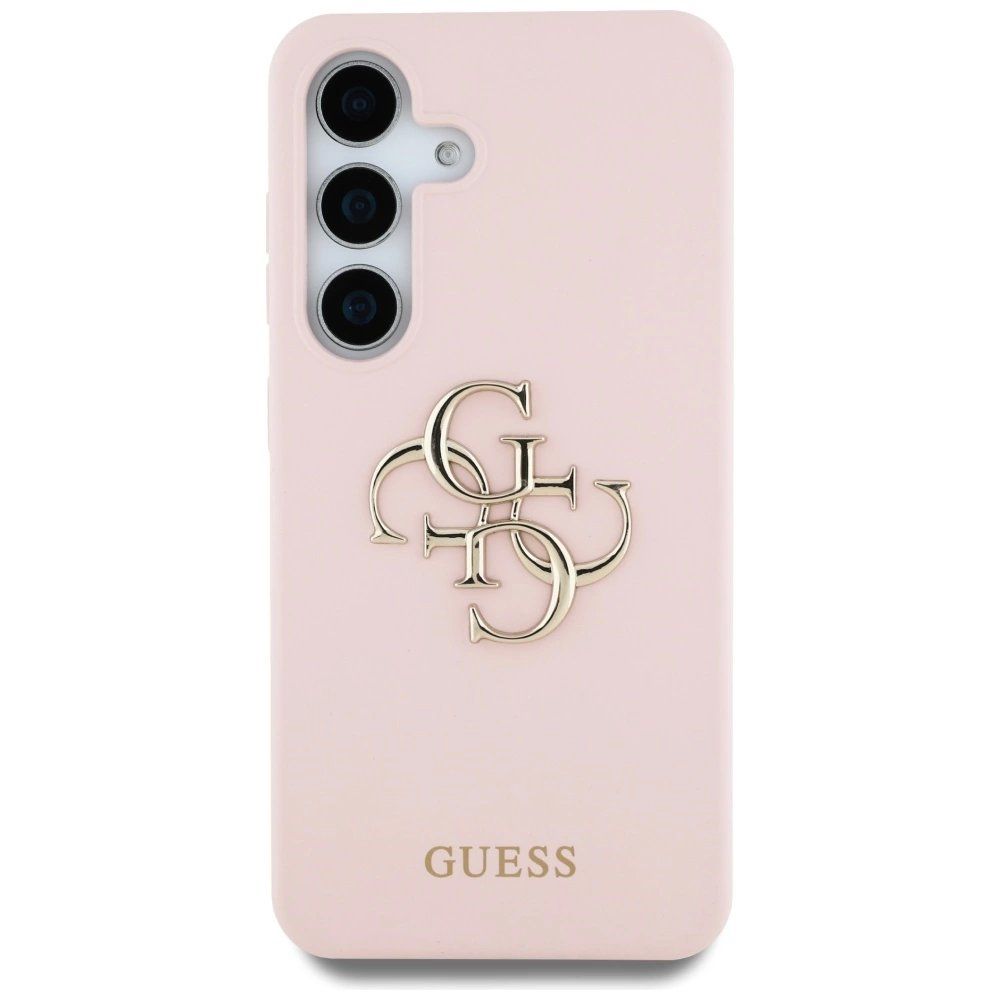Guess Silikoninis Big 4G Logo Bottom Script Dėklas skirtas Samsung Galaxy S25 - Rožinis 2