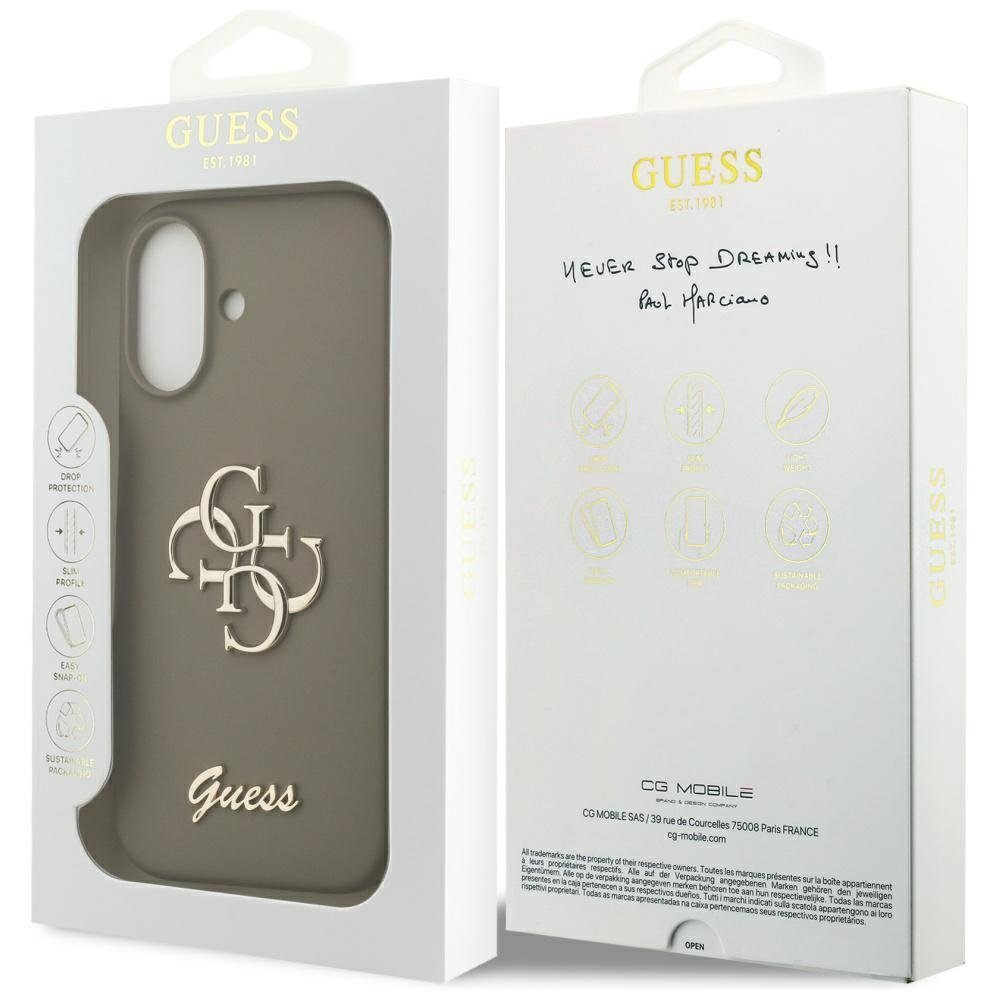 iPhone 17 Guess Silicone Big 4G Script dėklas – rudas 7