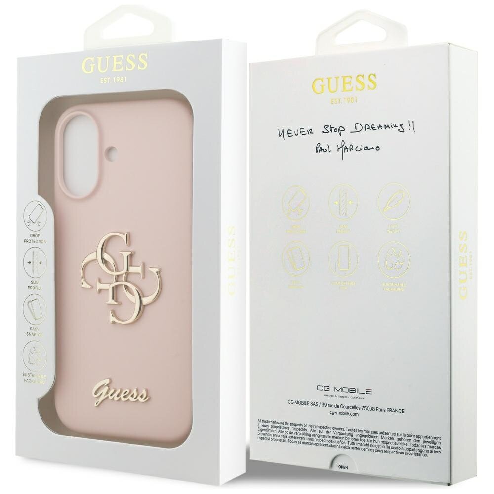 iPhone 17 Guess Silicone Big 4G Script dėklas – rožinis 7