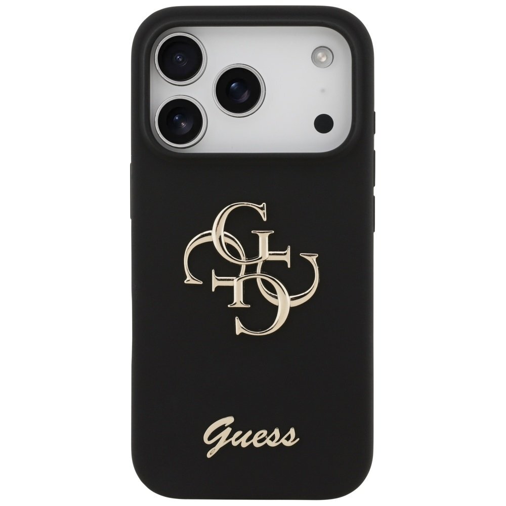 iPhone 17 Pro Guess Silicone Big 4G Script dėklas – juodas 2