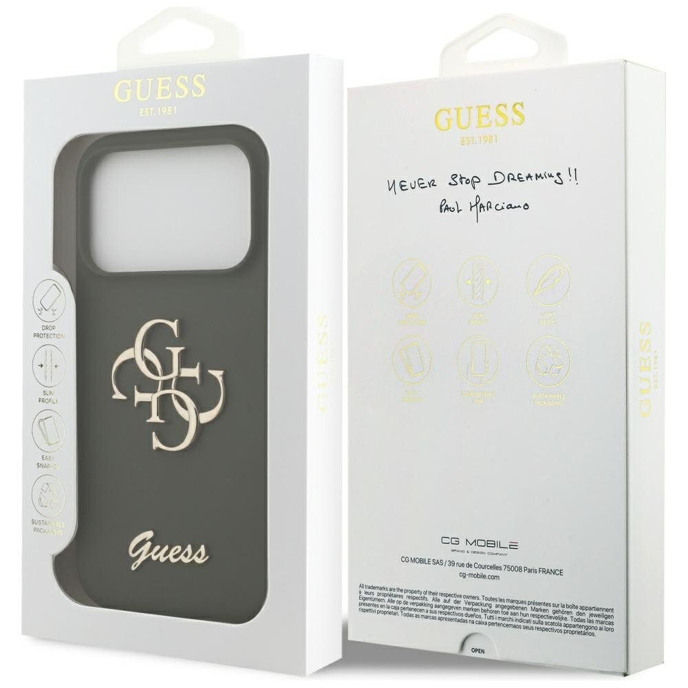 iPhone 17 Pro Guess Silicone Big 4G Script dėklas – žalias 7 iPhone 17 Pro Guess Silicone Big 4G Script dėklas – žalias 7