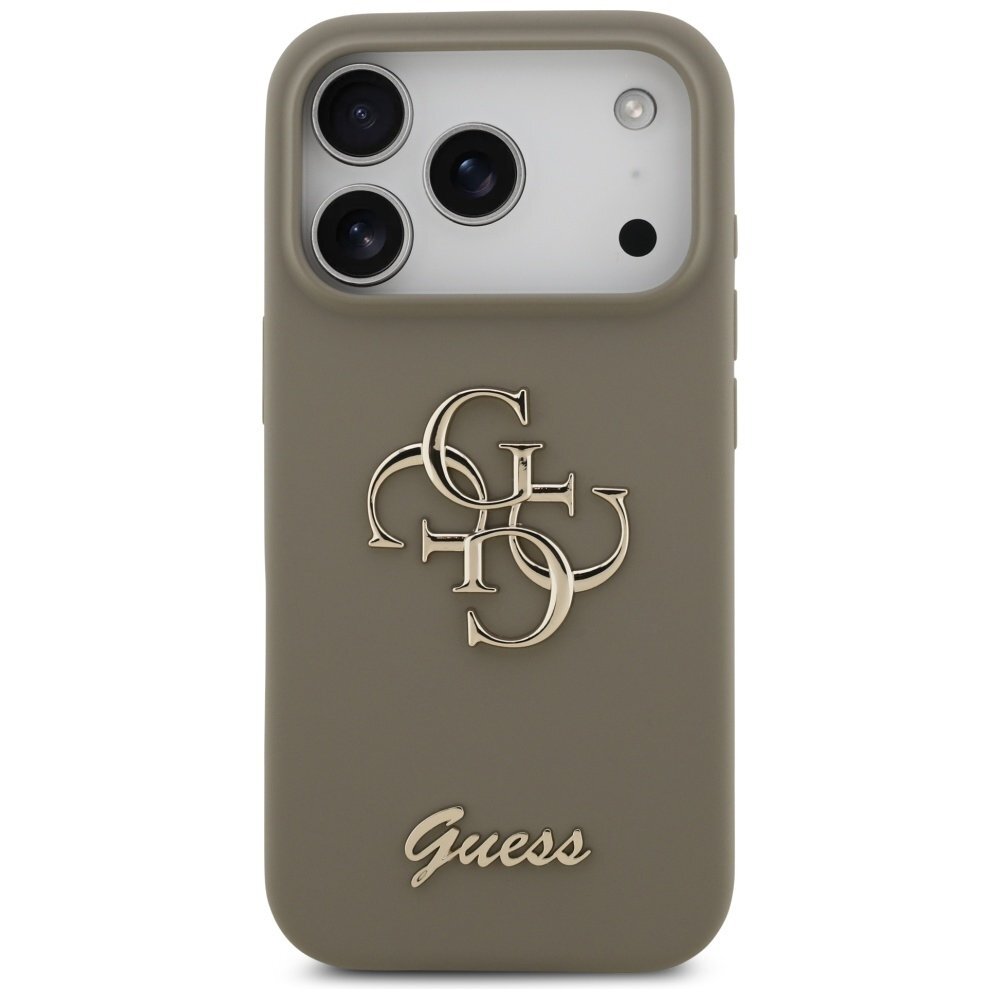 iPhone 17 Pro Max Guess Silicone Big 4G Script dėklas – rudas 2