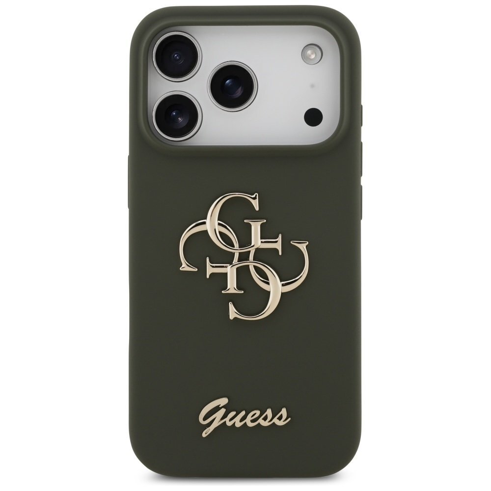 iPhone 17 Pro Max Guess Silicone Big 4G Script dėklas – žalias 2 iPhone 17 Pro Max Guess Silicone Big 4G Script dėklas – žalias 2