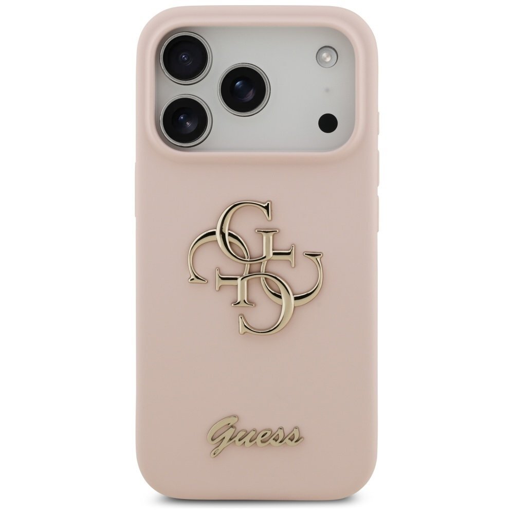 iPhone 17 Pro Guess Silicone Big 4G Script dėklas – rožinis 2