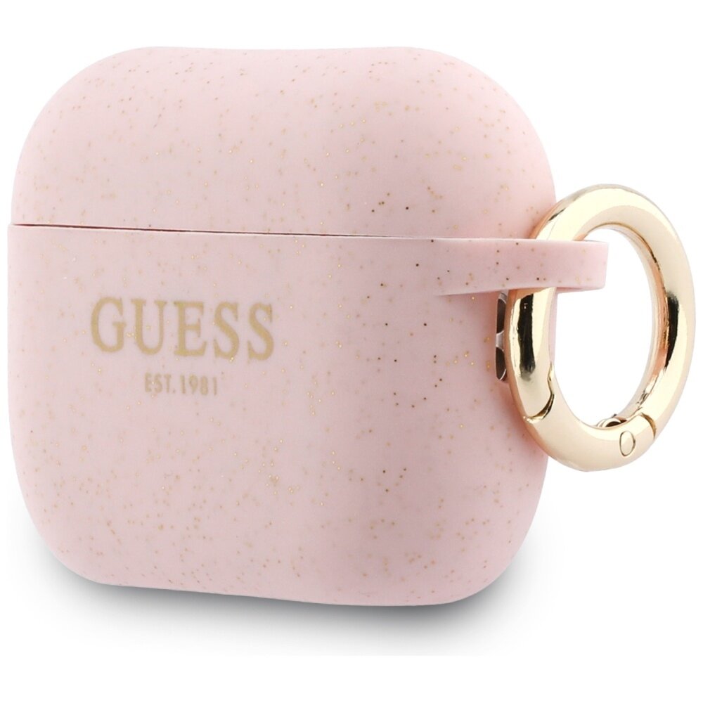 AirPods Pro 3 Guess Silicone Glitter Ring dėklas – rožinis 2