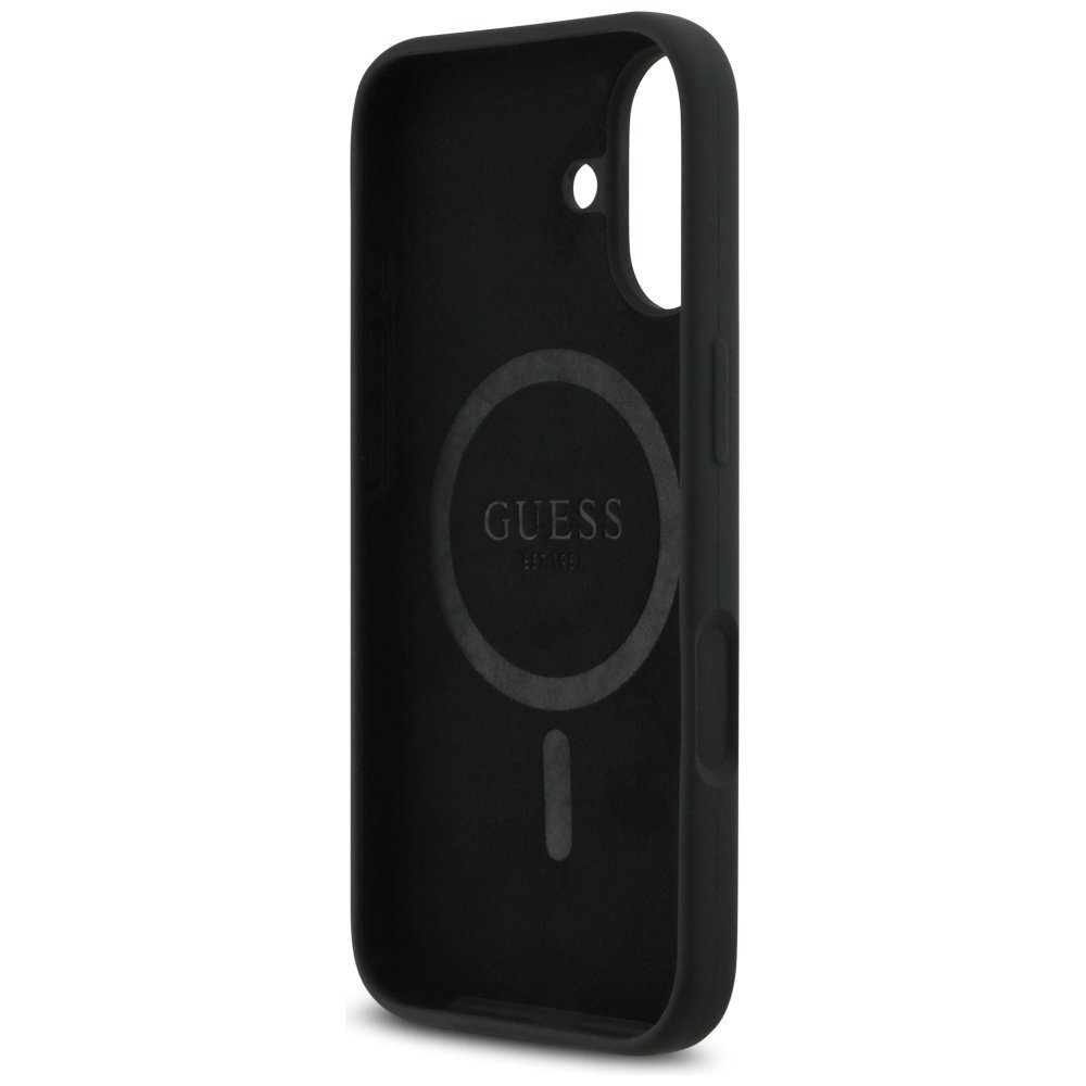 iPhone 17 Guess Silicone Triangle Logo MagSafe dėklas – juodas 6