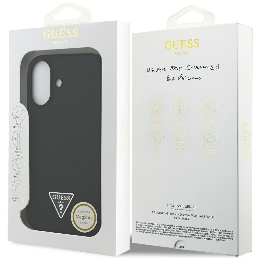 iPhone 17 Guess Silicone Triangle Logo MagSafe dėklas – juodas 7
