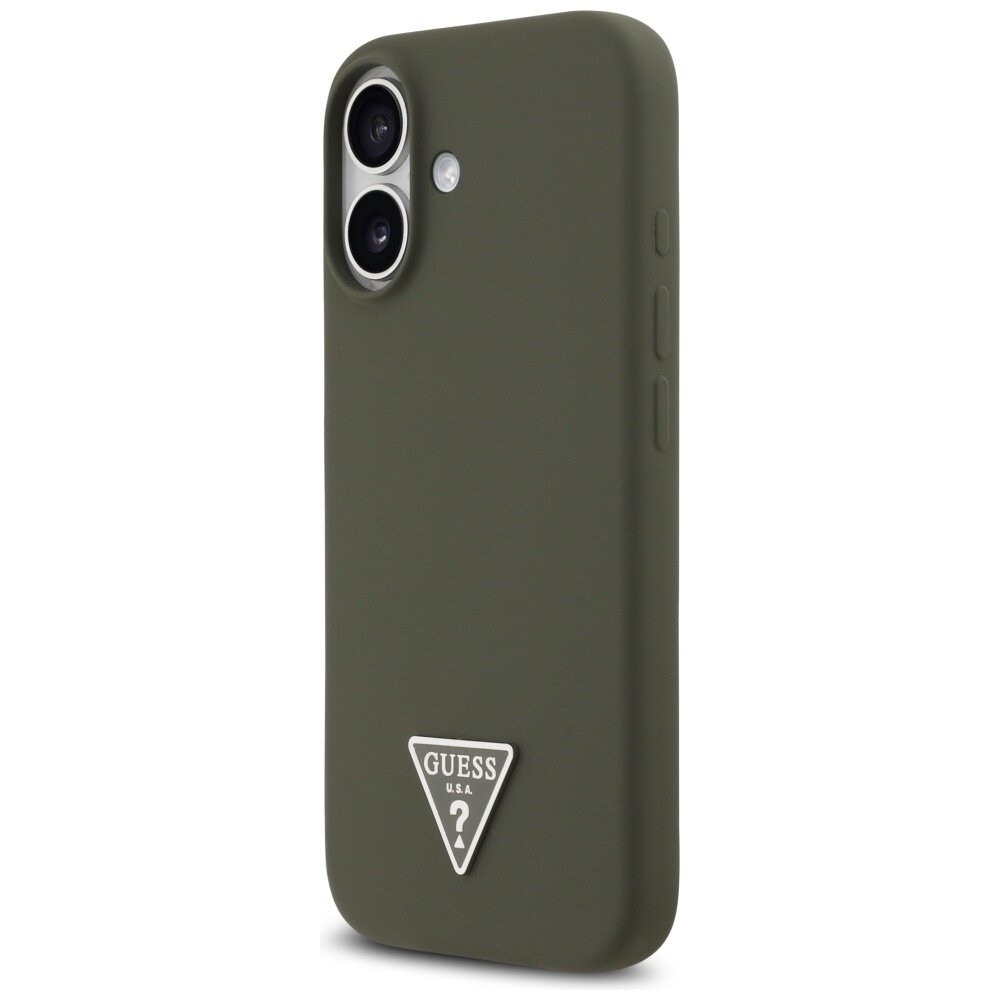 iPhone 17 Guess Silicone Triangle Logo MagSafe dėklas – žalias 1