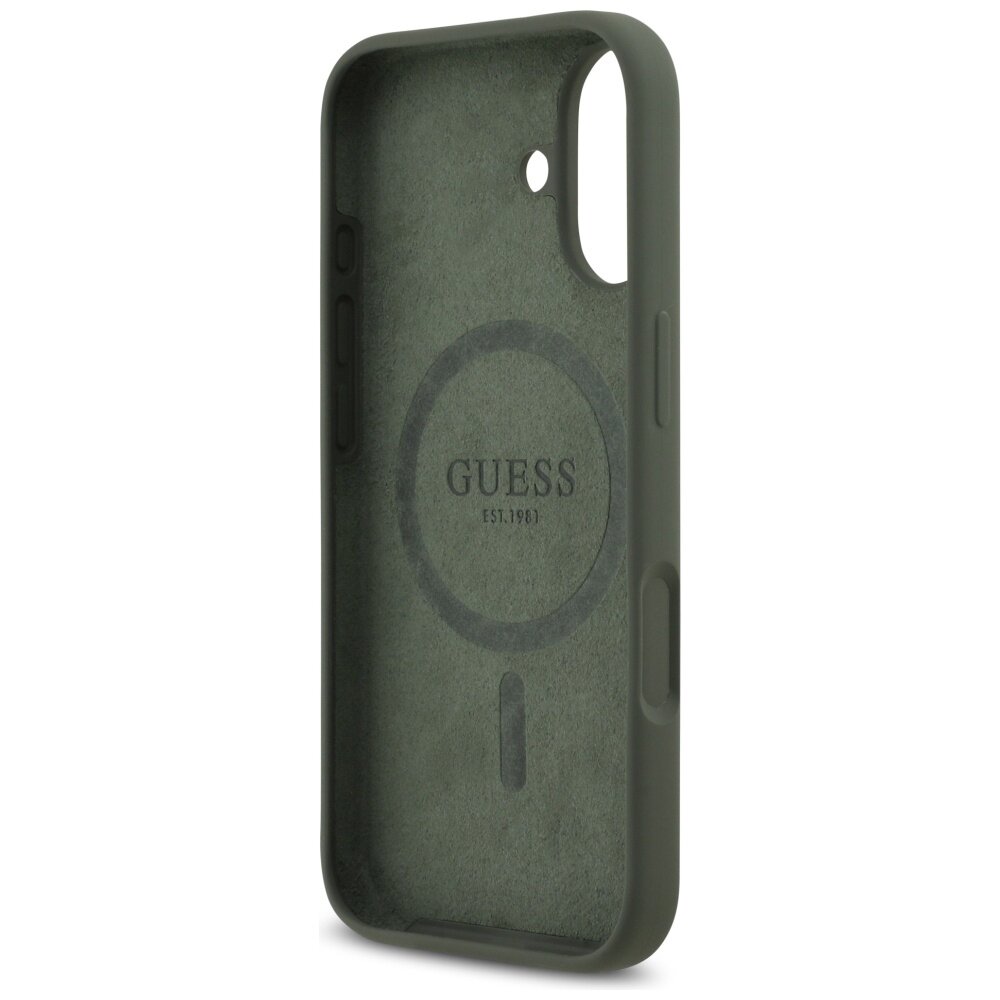 iPhone 17 Guess Silicone Triangle Logo MagSafe dėklas – žalias 6