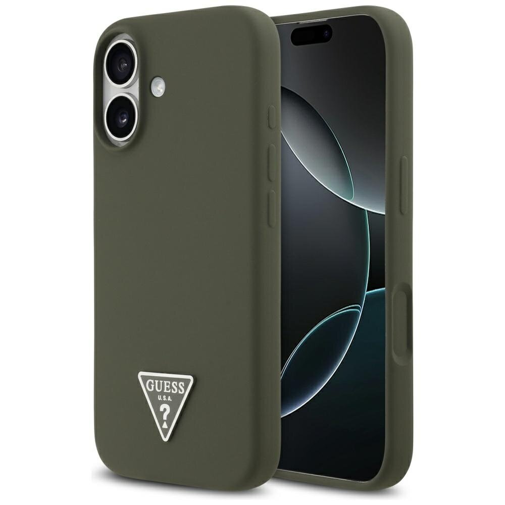 iPhone 17 Guess Silicone Triangle Logo MagSafe dėklas – žalias iPhone 17 Guess Silicone Triangle Logo MagSafe dėklas – žalias